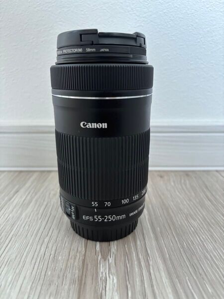 Canon EFS 55-250mm 望遠ズームレンズ フード付 フィルター付