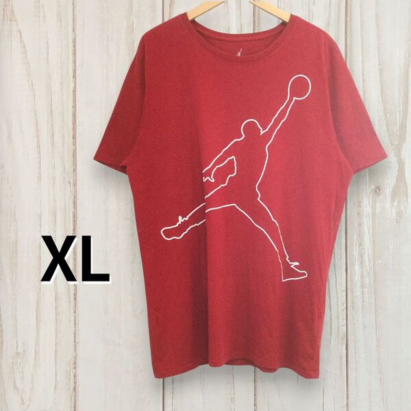 【ナイキ 半袖プリントTシャツ】 美品 ビッグロゴ 2XL相当 赤 NIKE 古着 メンズ