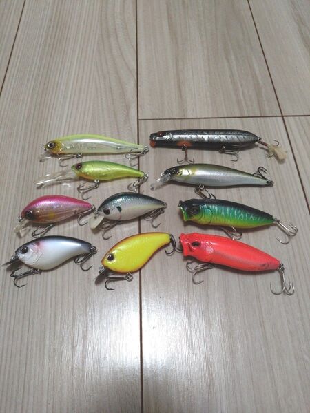 バス釣りルアーセット10個(ポップマックス、コンバットクランク、サイドステップ、SQUADMINNOW、ソウルシャッド、シャワー)