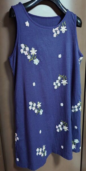 花柄刺繍ノースリーブワンピース チュニック