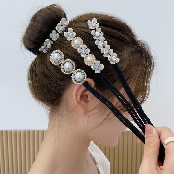 お団子ヘアアレンジ パール 可愛い 1本 ヘアバンド ヘアアクセサリー ヘアピン ヘアクリップ ヘアゴム 髪飾り 髪留め