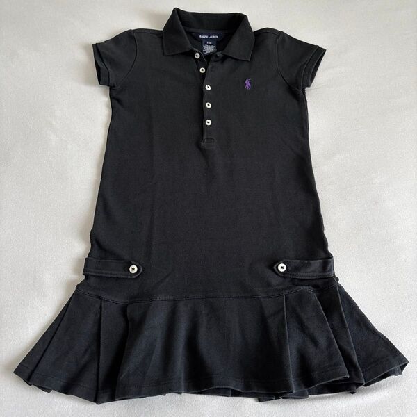 RALPH LAUREN ポロシャツワンピース 黒 130 キッズ 女の子