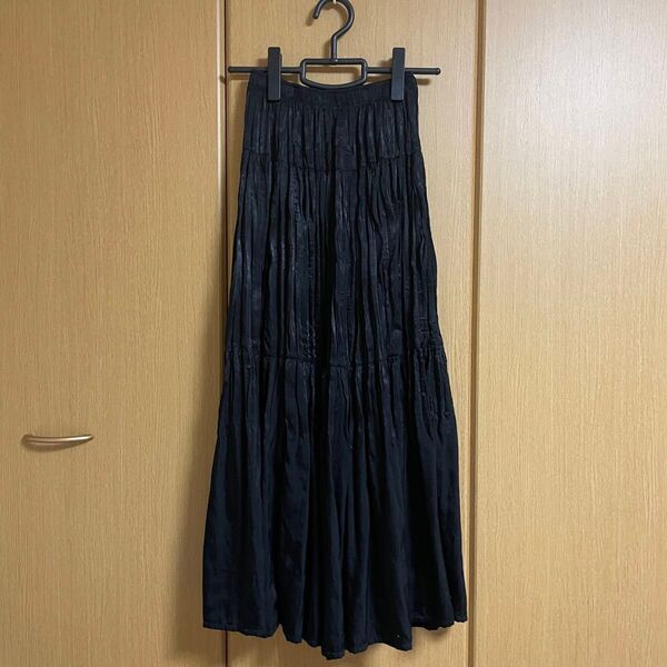 UNIQLO INES イネス ツイストプリーツロングスカート ブラック 黒 s