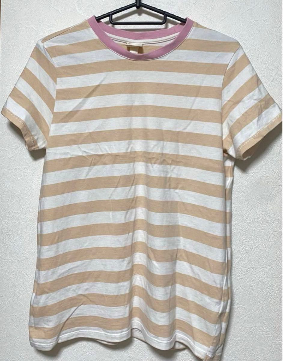 H&M ピンク ボーダー tシャツ
