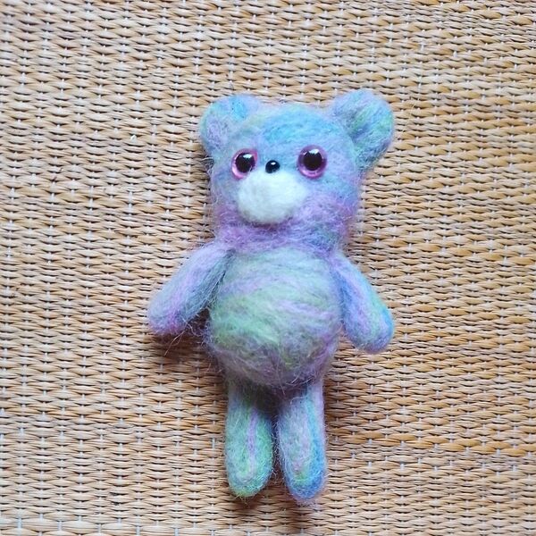ハンドメイド 羊毛フェルト ニードル ぬいぐるみ 人形 マスコット マーブル クマ くま ピンク