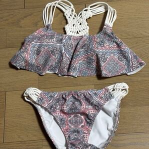 【RESPIRO/レスピロ】マクラメ ビキニ 水着 エスニックスカーフ柄 別売り未使用パットのおまけつき