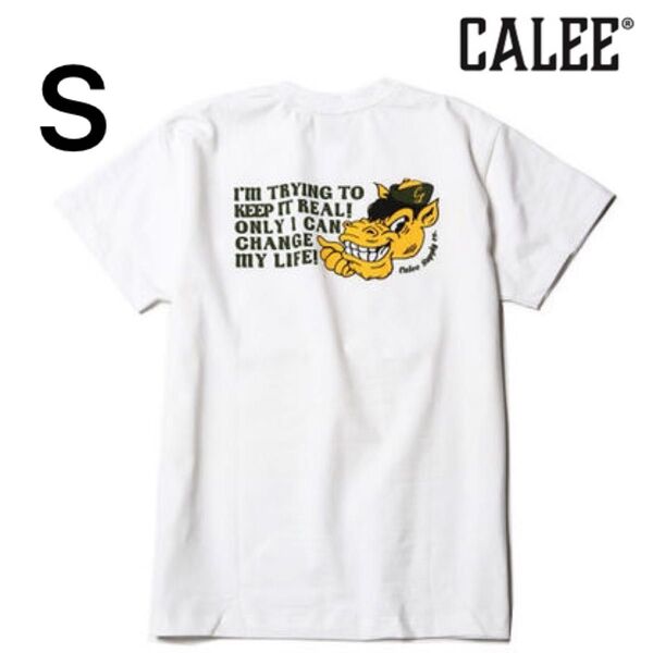 CALEE グラフィックプリント Tシャツ POCKET T-SHIRT 半袖 コットン ホワイト