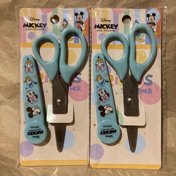 ミッキーマウス カバー付きはさみ 2セット はさみ プチプチなしの簡易包装 ハサミ ディズニー