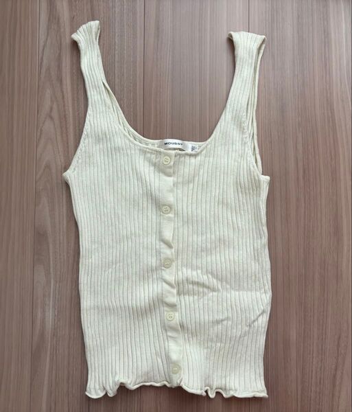 moussy リブニットタンクトップ キャミソール トップス ノースリーブ ベージュ