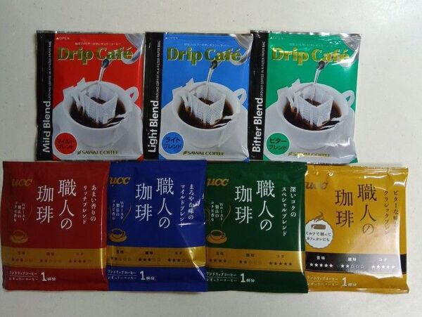 飲み比べ カップ用ドリップバッグコーヒー UCC 職人の珈琲4種 澤井珈琲ブレンド3種 合計7袋