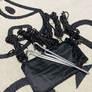 未使用 アルミ ペグ 4本 ロープ 6本 セット ペグ16cm キャンプ アウトドア タープ テント