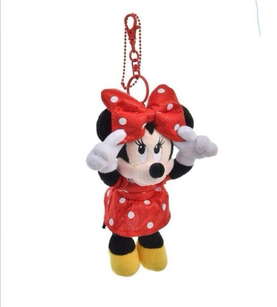 ミニーぬいぐるみキーホルダーキーチェーン MINNIE’S DOT RIBBON