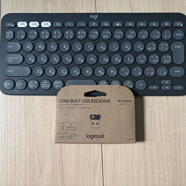 ロジクール ワイヤレスキーボード PEBBLE KEYS 2 K380sGRオマケLogi Bolt USB レシーバー