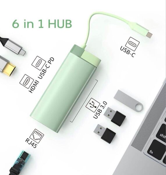 USB-C USB ハブ HDMI変換アダプタ コネクタ ドッキング グリーン