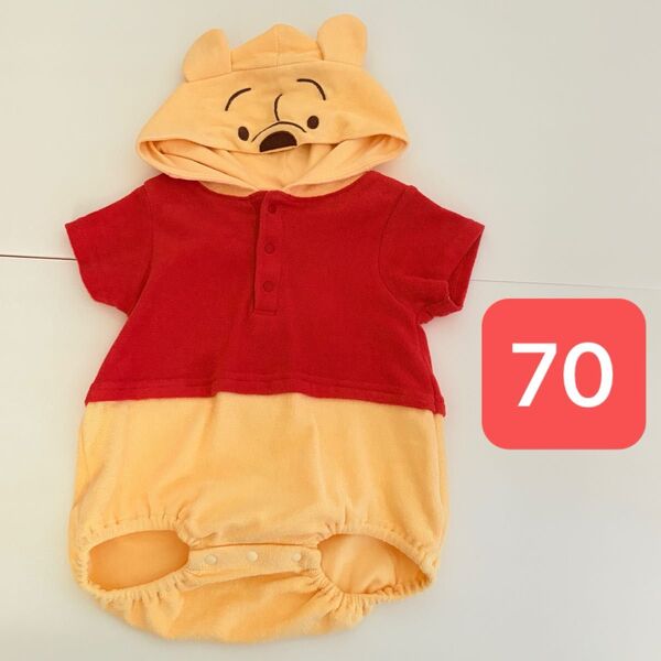 くまのプーさん バースデイ コトリ cottoli ロンパース ディズニー 70 半袖 ベビー服 カバーオール