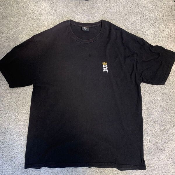 stussy Tシャツ 半袖 黒 ブラック 古着 xl クラウンロゴ sロゴ