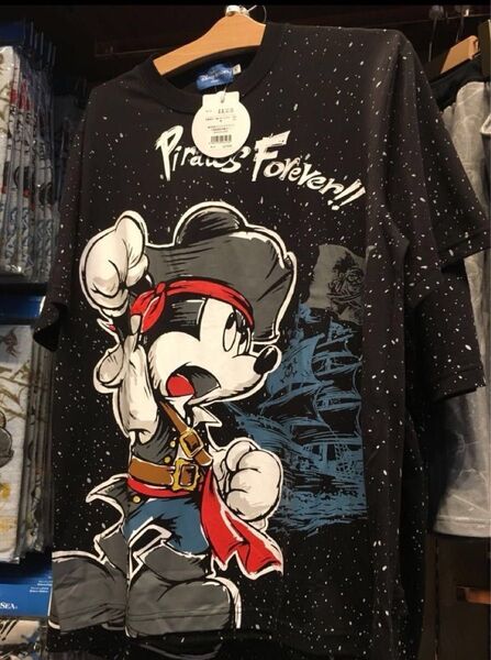 ディズニーシー パイレーツサマー 半袖 半袖Tシャツ Tシャツ ミッキー 海賊 パイレーツオブカリビアン ブラック ルームウェア