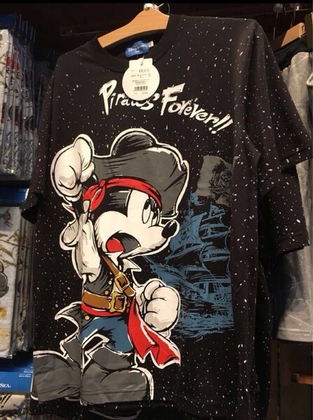ディズニーシー パイレーツサマー 半袖 半袖Tシャツ Tシャツ ミッキー 海賊 パイレーツオブカリビアン ブラック ルームウェア