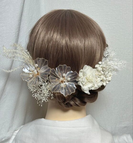 ヘアアクセサリー アメリカンフラワー ヘッドドレス 髪飾り 結婚式 成人式 ウェディング