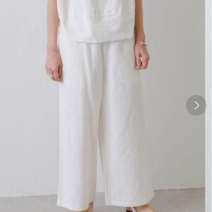 未使用近 ビアズリー リネン混ジャガードウエストリブパンツ 1号