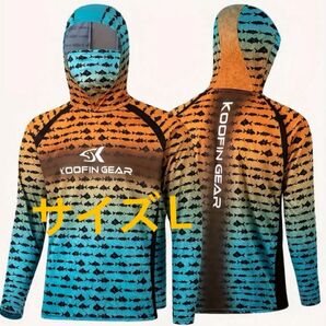 メンズラッシュガード スポーツウェア、フード付き速乾・通気性・快適性 UVカット 日本サイズL