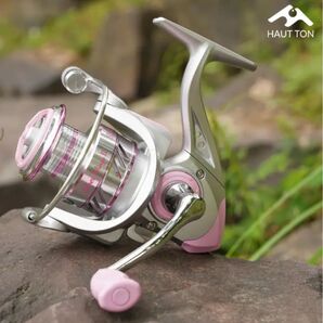HAUT TON SW-2 ピンクスピニングリール - アルミニウム合金スプール、14kg最大ドラグ、2速調整、両利き 3000番