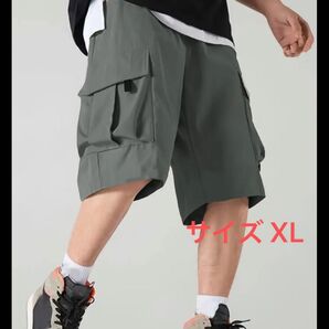 メンズ カーゴパンツ ハーフパンツ ハーフカーゴパンツ 膝丈パンツ アウトドア カジュアル XLサイズ グレー