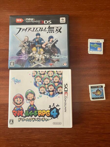 3DSソフト4本セット ファイアーエムブレム無双 マリオ&ルイージRPG4 レーヴユナイティア モンスターハンター3G