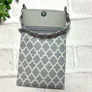 YUWA 有輪 モロッカン柄 グレー スマホポーチ ハンドメイド