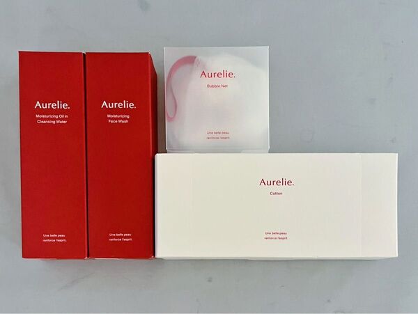 【新品未使用】Aurelie. スキンケア4点セット(クレンジング・洗顔・泡立てネット・コットン)