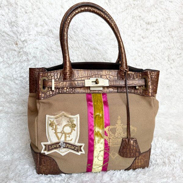 【希少】ADMJ クロコ レザー キャンバス トートバッグ ハンドバッグ