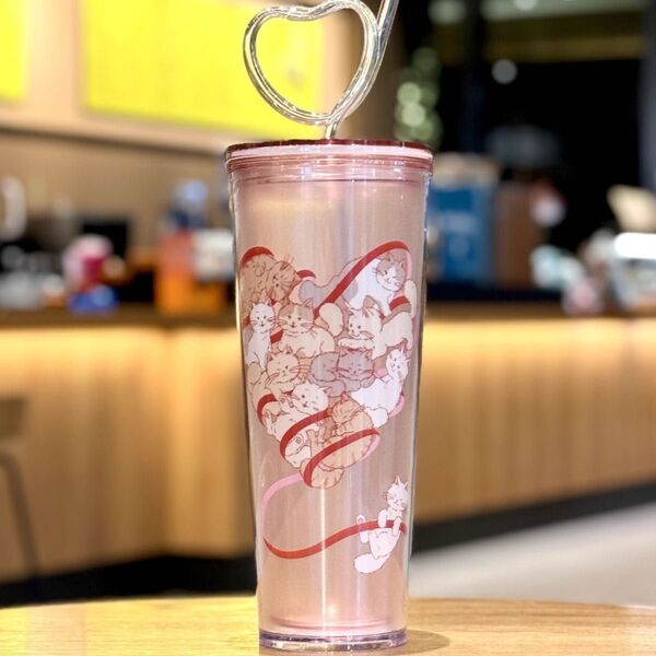 スターバックス スタバ ねこ ハート ロゴコールドカップタンブラー 710ml