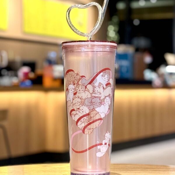 スターバックス スタバ ねこ ハート ロゴコールドカップタンブラー 710ml