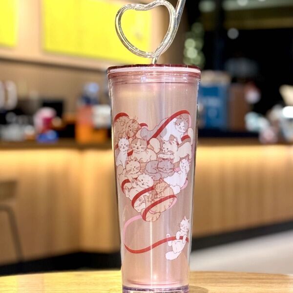 スターバックス スタバ ねこ ハート ロゴコールドカップタンブラー 710ml バレンタイン