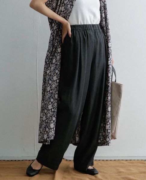 URBAN RESEARCH DOORS リヨセルデニムイージーパンツ BLACK 1【未使用に近い】アーバンリサーチドアーズ