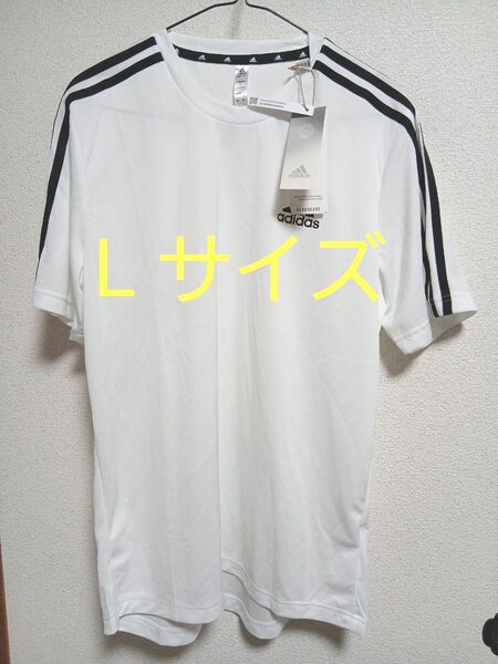 【新品/L】アディダス Tシャツ / Lサイズ ホワイト × ブラックライン adidas
