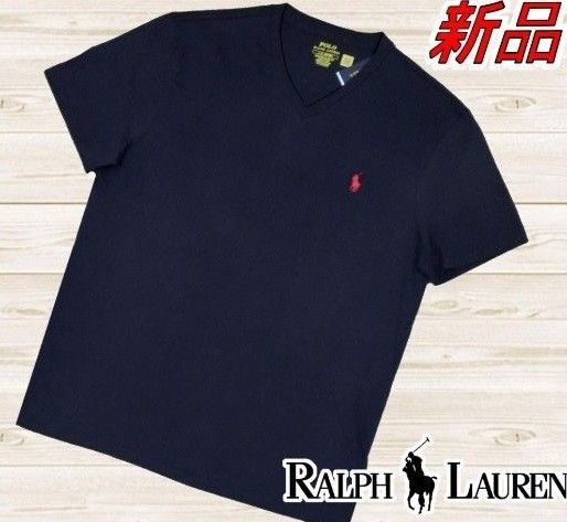 POLO RALPH LAUREN ラルフローレン Vネック Tシャツ ネイビー 半袖 L