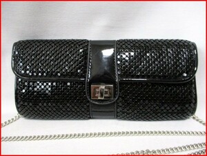  metal mesh 2way bag *BK shoulder chain party bag W24cm