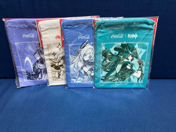 【未使用品】原神×コカ・コーラ コラボ限定 巾着 4点セット