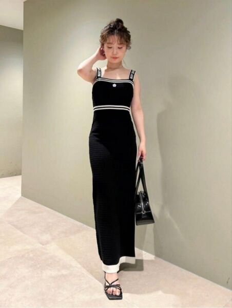 【新品】LILY BROWN MARY QUANT ジャガードニットキャミワンピース ブラック 完売品