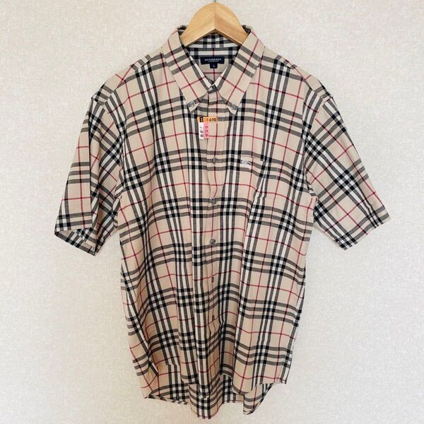 90s BURBERRY バーバリー ノバチェック柄 ボタンダウン 半袖 シャツ メンズ