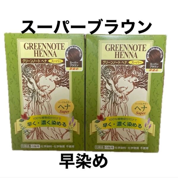 2箱 グリーンノート ヘナ スーパーブラウン 早染め 100g 白髪染め ヘナカラー