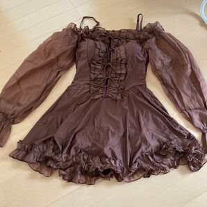 中古 LL XL 水着 スイムウェア ワンピース水着 ハウスクリーニング済み ブラウン