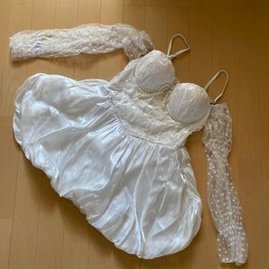 中古 L 水着 スイムウェア ハウスクリーニング済み ワンピース水着 袖取り外し可能 白 プリンセス