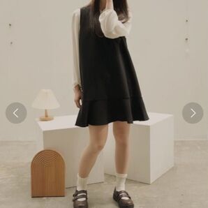 moi tyttoマーメイドジャンパースカート【低身長さん向け(S)サイズ ノースリーブワンピース フリル ブラック S