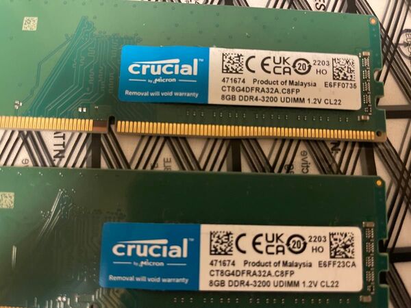 Crucial DDR4-3200 8GB ×2枚セット(動作確認済み・16GB)