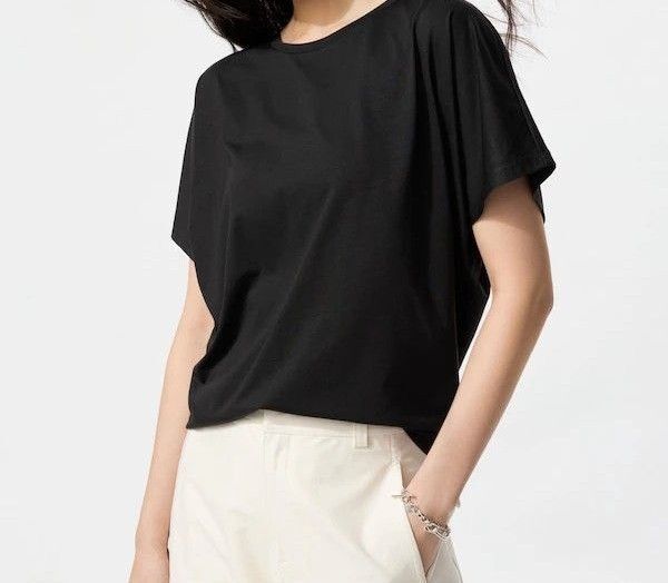 新品 ユニクロ エアリズムドレープTシャツ XL ブラック