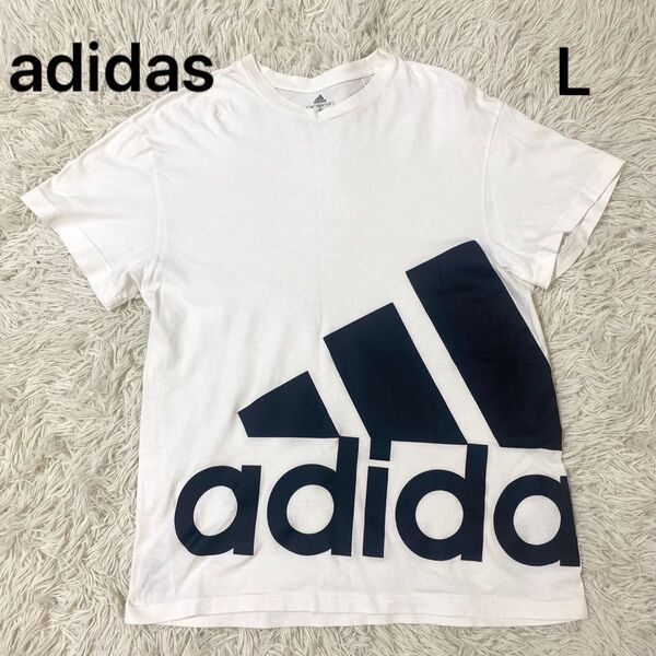 【USED】 adidas アディダス レディース 半袖Tシャツ ホワイト Lサイズ
