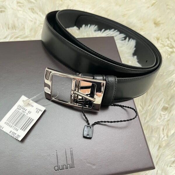 未使用 dunhill 本革ベルト ブラック シルバー金具 箱 保存 刻印