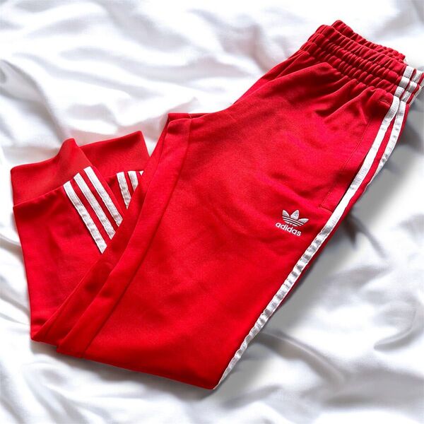 adidas アディダス オリジナル ジャージ トラックパンツ 赤 ラインパンツ Sサイズ